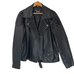 Vintage Leather Studded Biker Jacket Men’s Medium